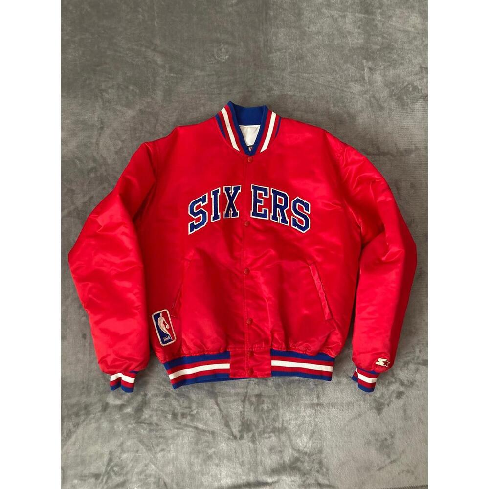 Vintage Starter Philadelphia 76ers Edgecombe Maxey Satin Jacket Size Large NBA